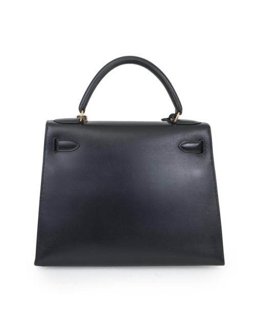 Kelly 28 HERMES sellier bleu nuit avec bandoulière