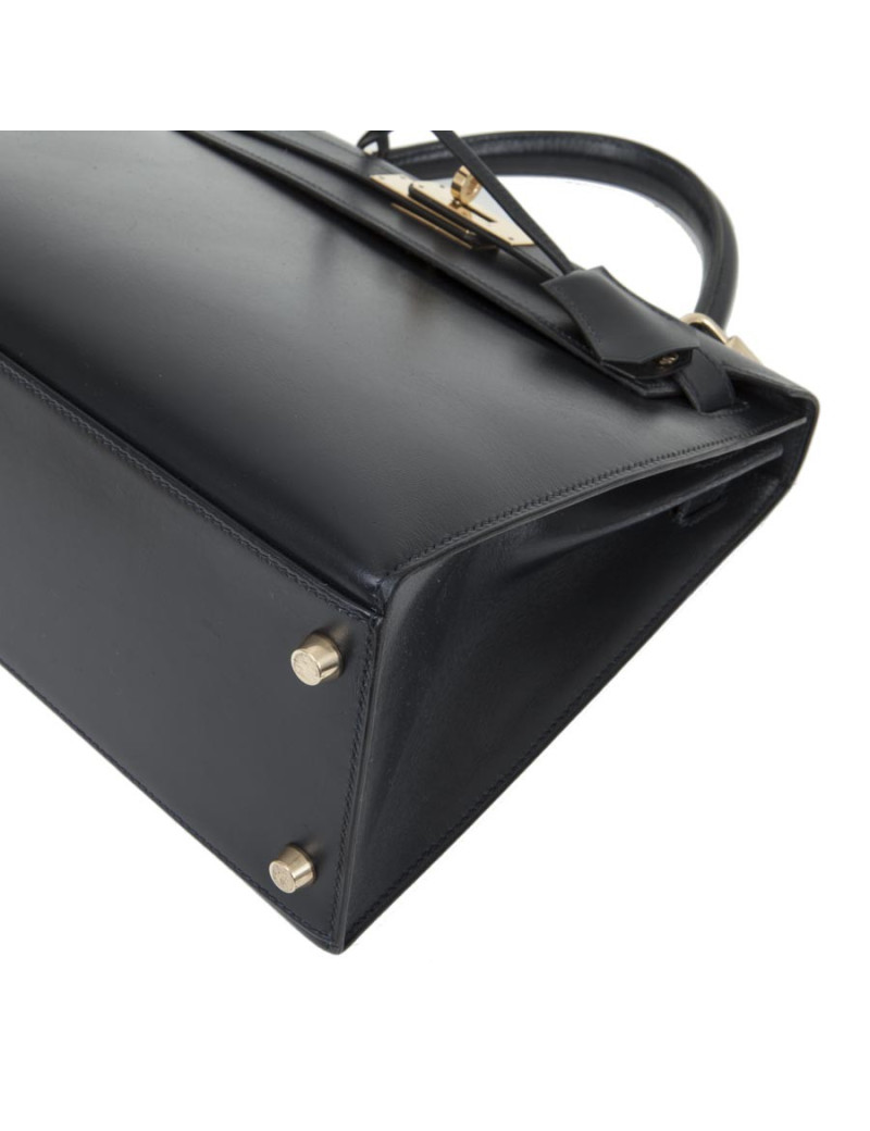 Kelly 28 HERMES sellier bleu nuit avec bandoulière