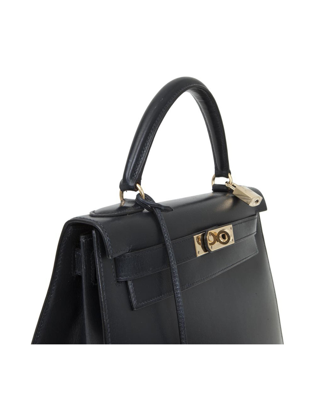 Kelly 28 HERMES sellier bleu nuit avec bandoulière