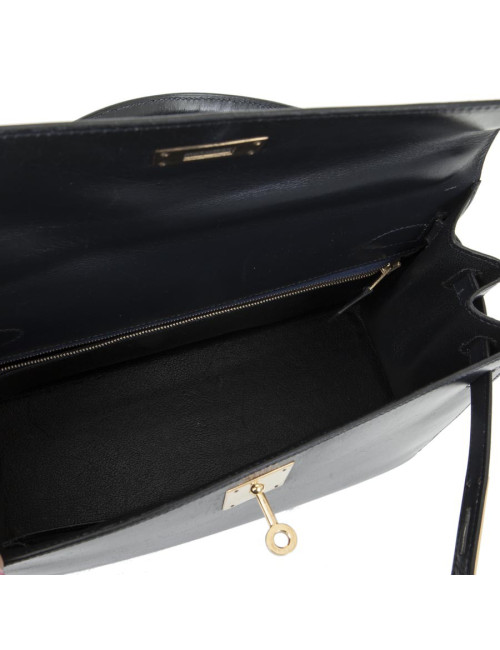 Kelly 28 HERMES sellier bleu nuit avec bandoulière