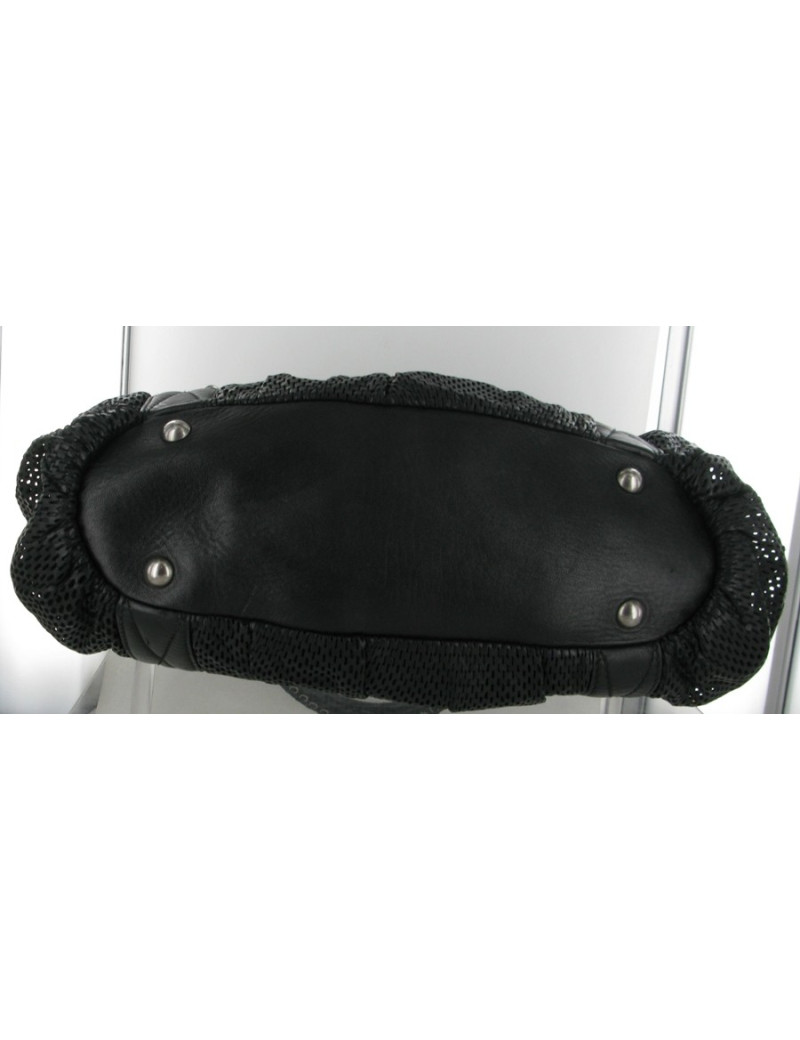 Sac MIU MIU en cuir et cuir perforé noir