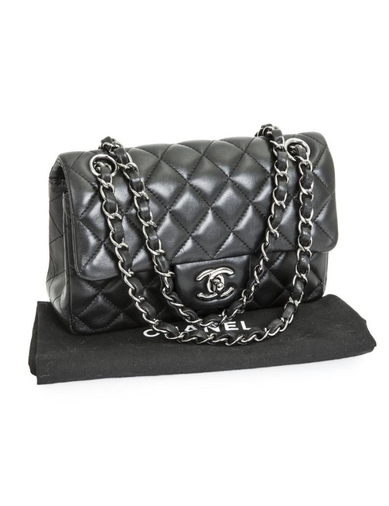 CHANEL mini 'Timeless' flap bag in quilted black smooth lamb leather