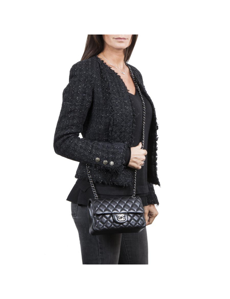 CHANEL mini 'Timeless' flap bag in quilted black smooth lamb leather