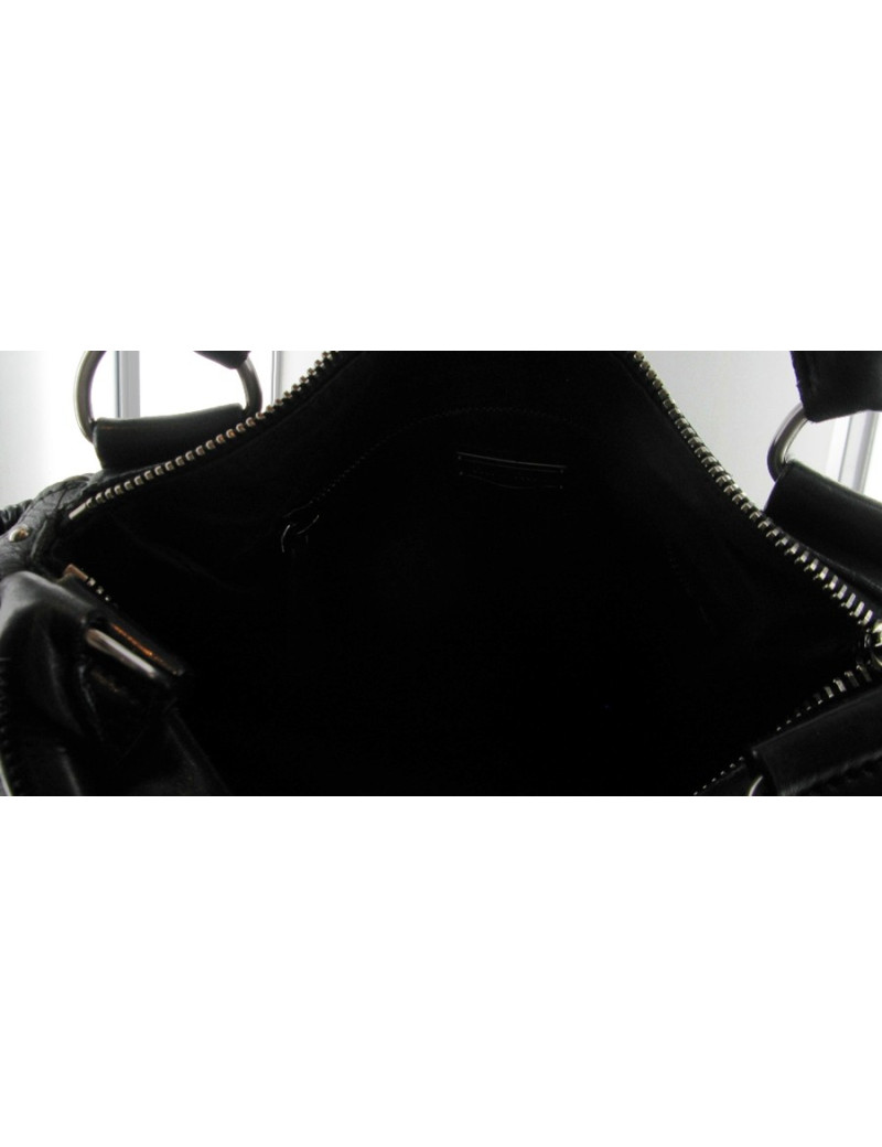 Sac MIU MIU en cuir et cuir perforé noir