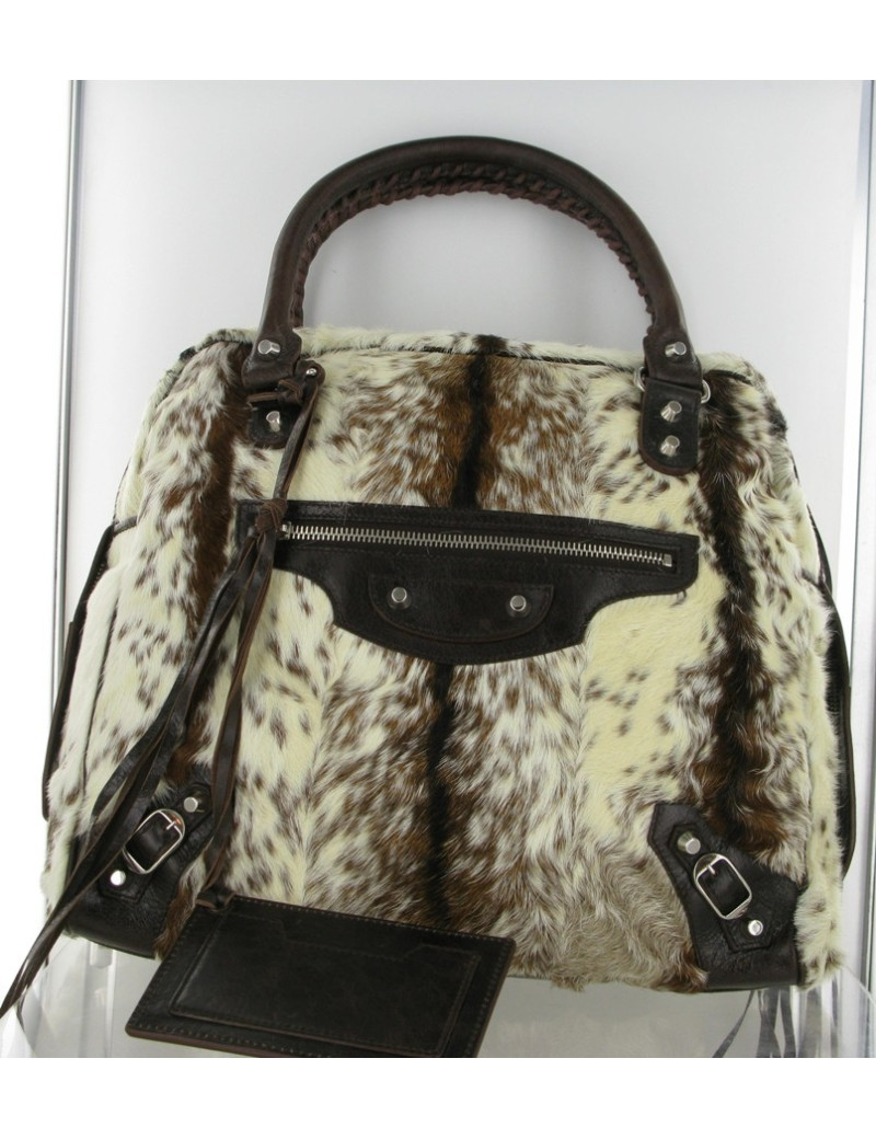 Sac BALENCIAGA mini bowling en chèvre