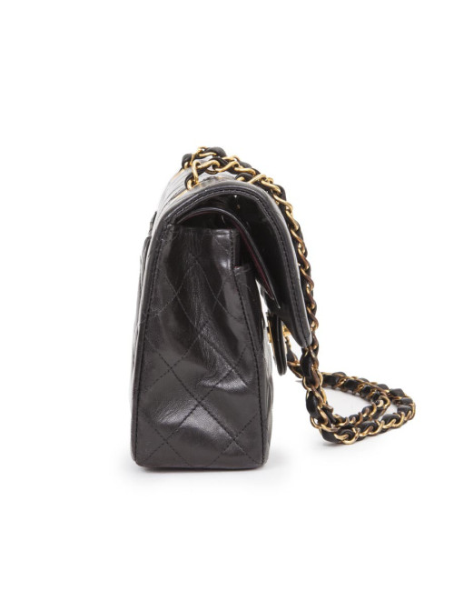 CHANEL 'Timeless' Double Flap Bag in Black Quilted Lambskin Leather