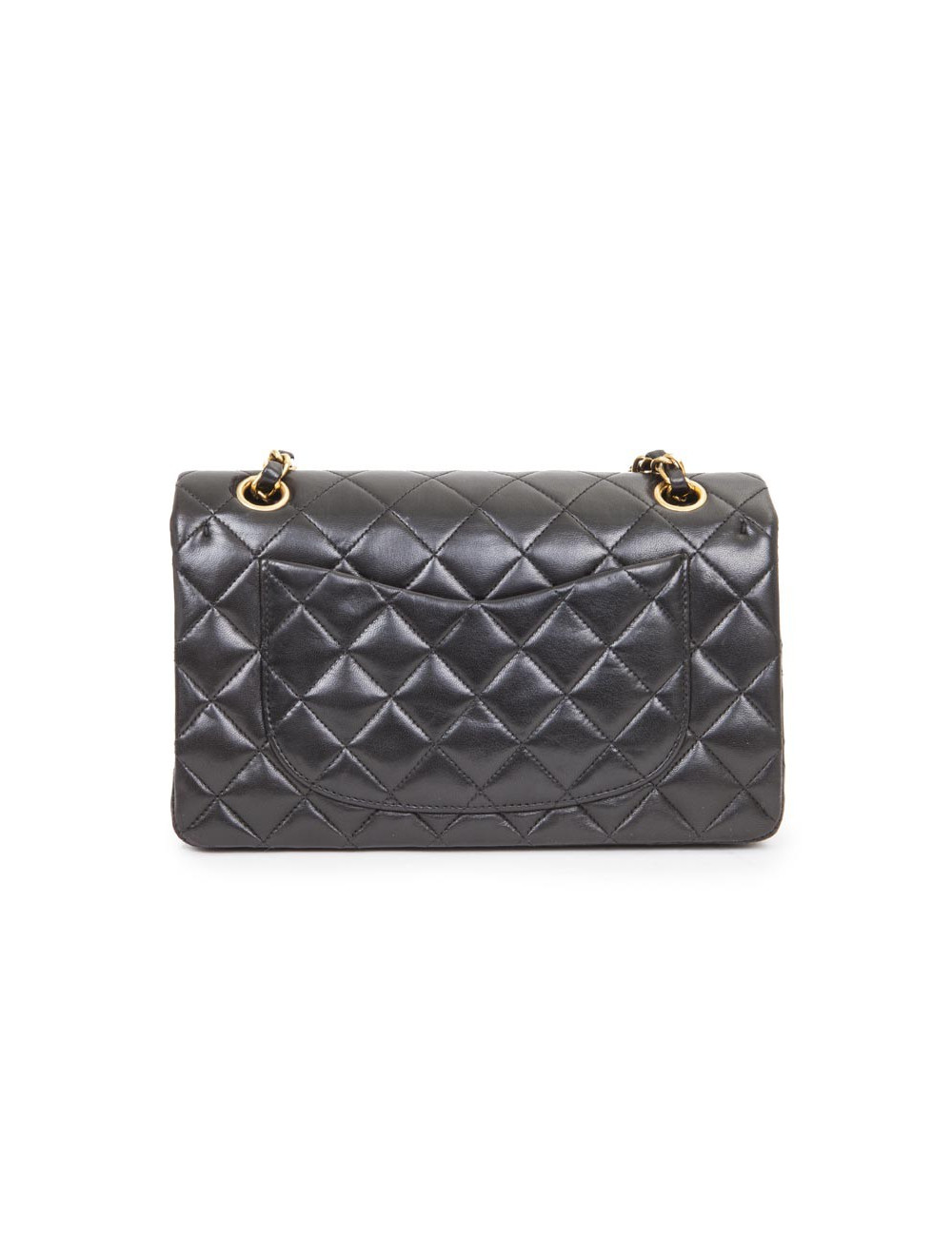 CHANEL 'Timeless' Double Flap Bag in Black Quilted Lambskin Leather