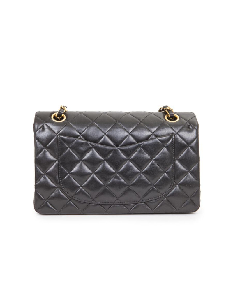 Sac Timeless CHANEL cuir d'agneau lisse matelassé noir