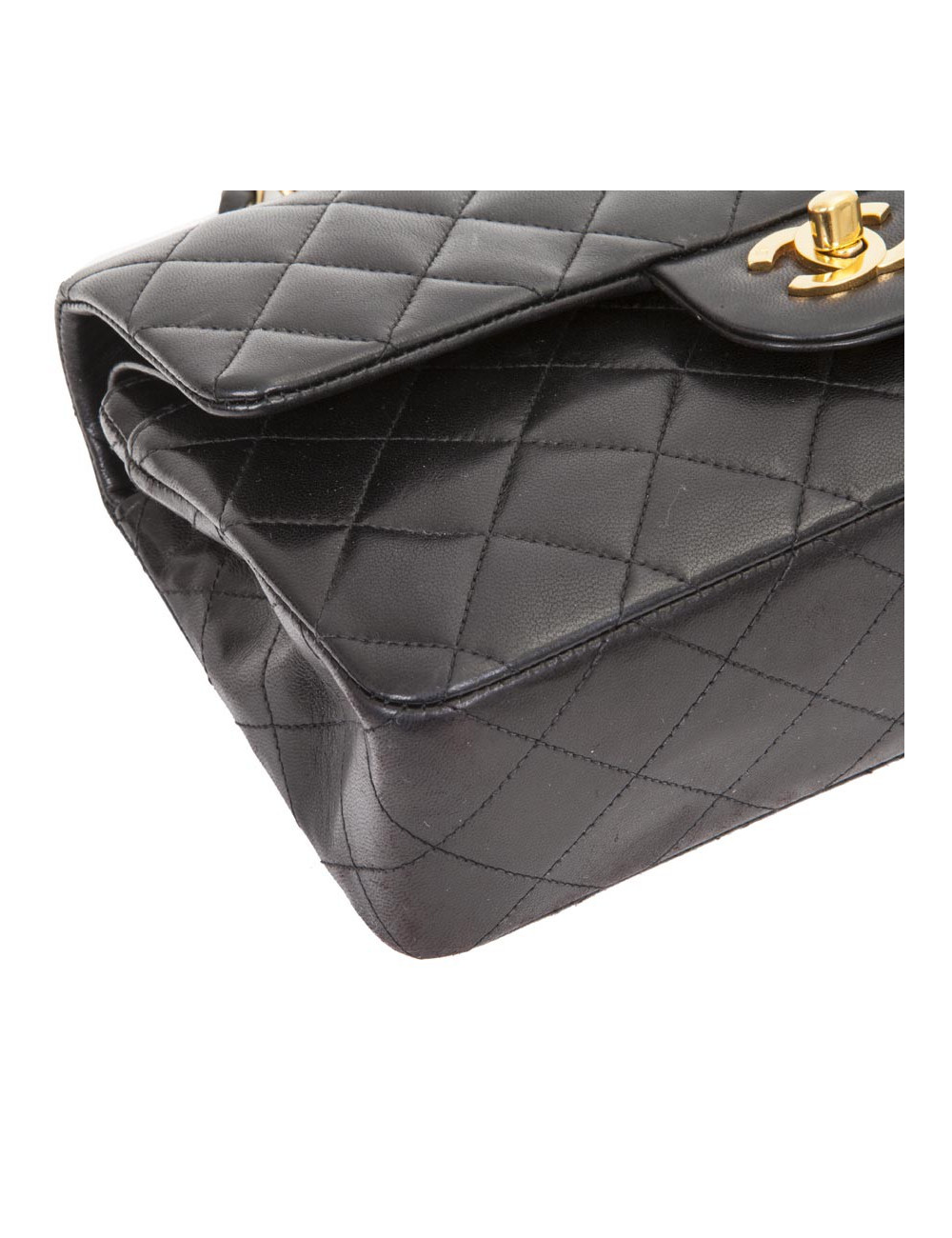 CHANEL 'Timeless' Double Flap Bag in Black Quilted Lambskin Leather