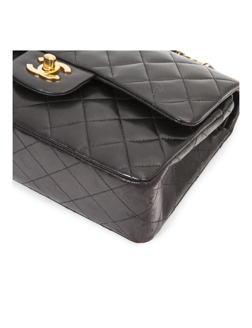 CHANEL 'Timeless' Double Flap Bag in Black Quilted Lambskin Leather