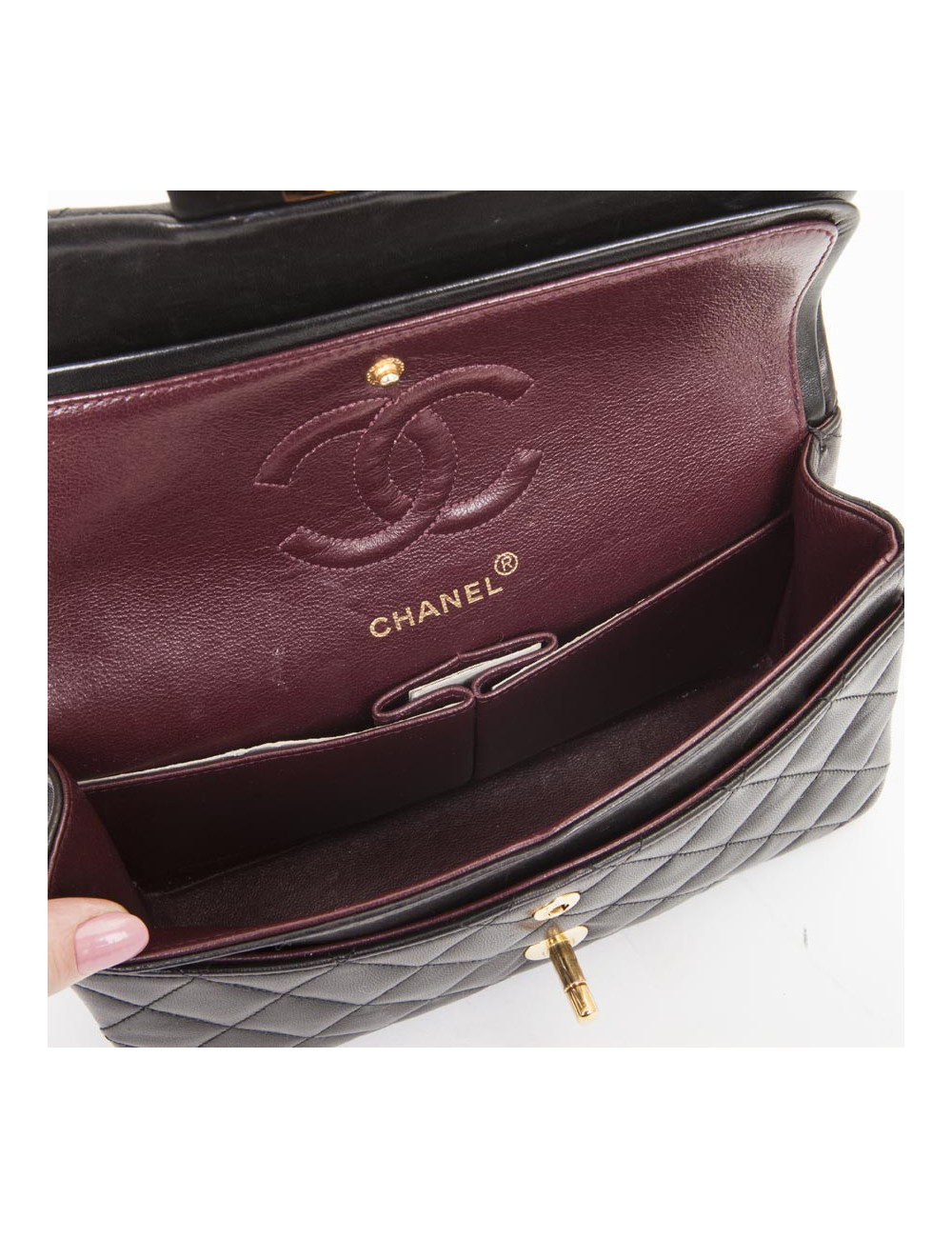 CHANEL 'Timeless' Double Flap Bag in Black Quilted Lambskin Leather