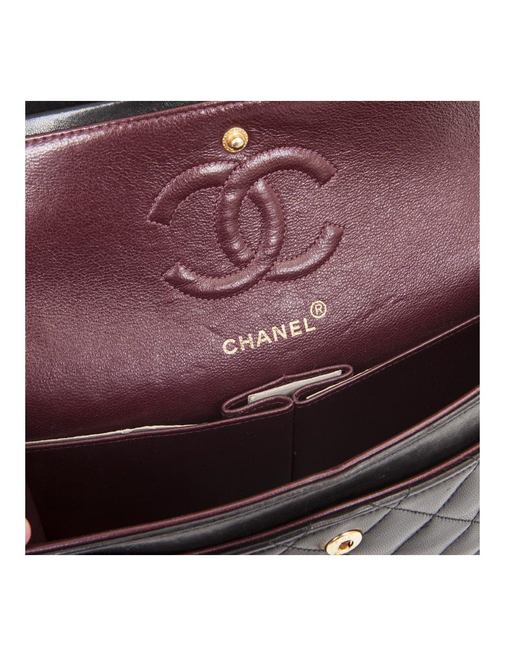 CHANEL 'Timeless' Double Flap Bag in Black Quilted Lambskin Leather