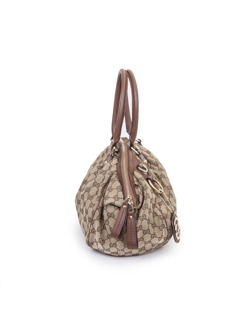 Sac GUCCI toile monogram beige et marron Vintage