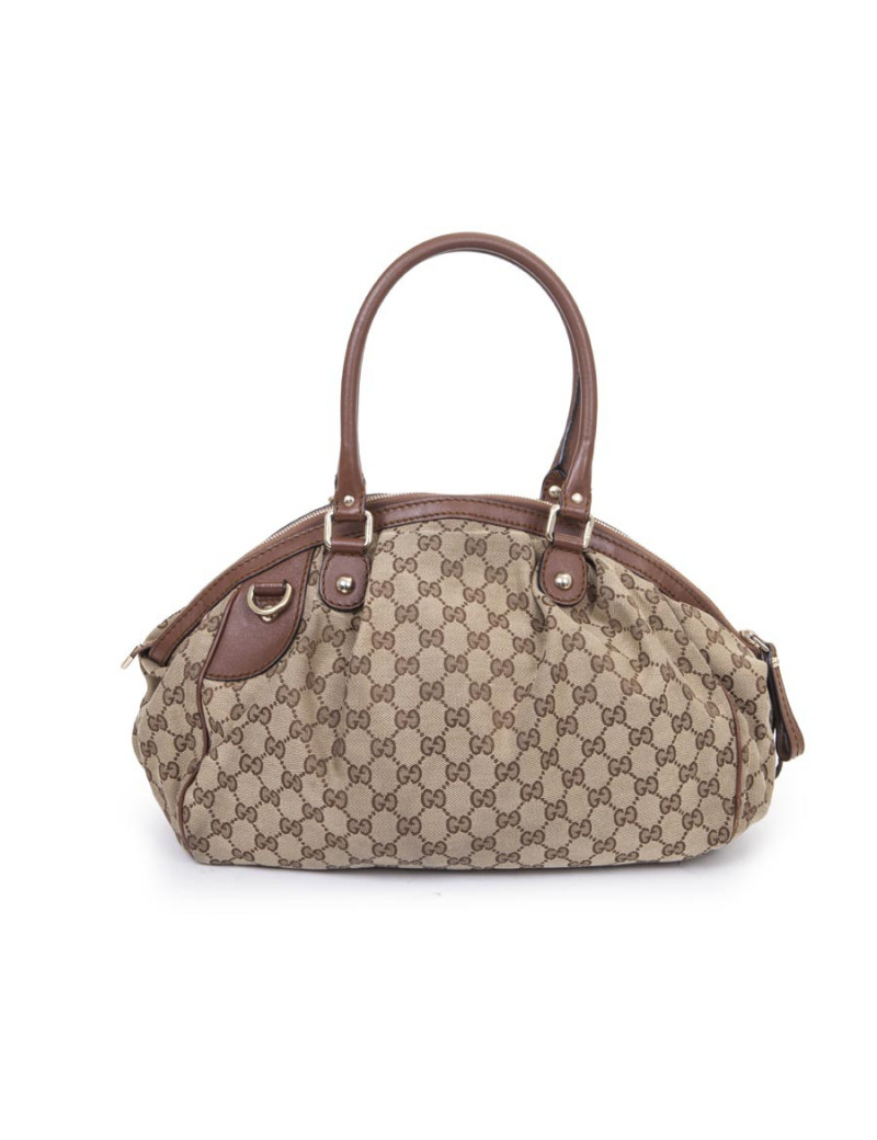 Sac GUCCI toile monogram beige et marron Vintage