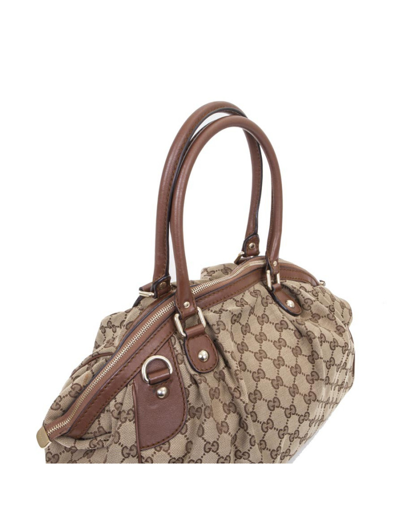 Sac GUCCI toile monogram beige et marron Vintage
