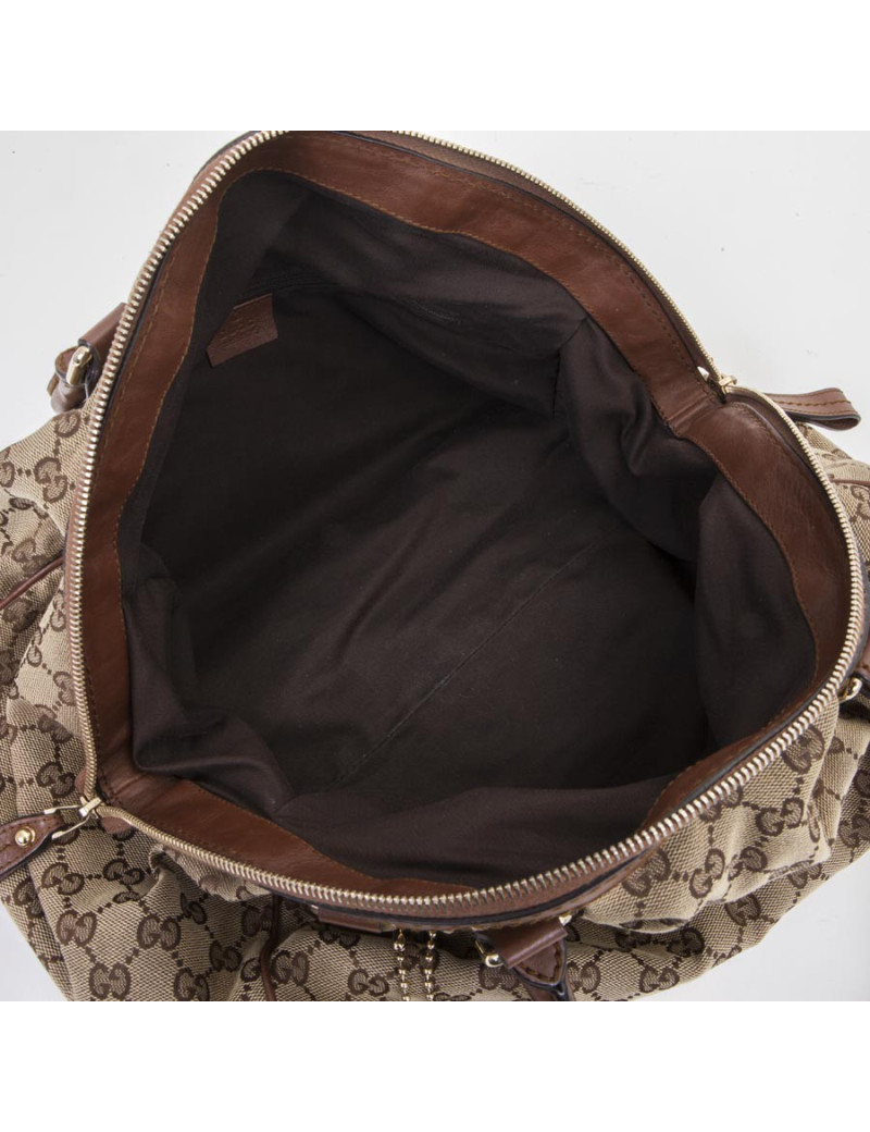 Sac GUCCI toile monogram beige et marron Vintage