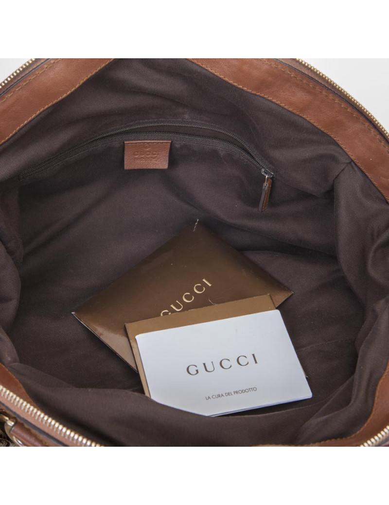 Sac GUCCI toile monogram beige et marron Vintage