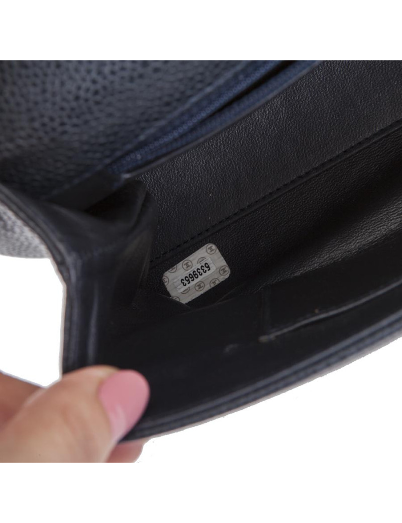 Sac Chanel  cuir grainé bleu nuit