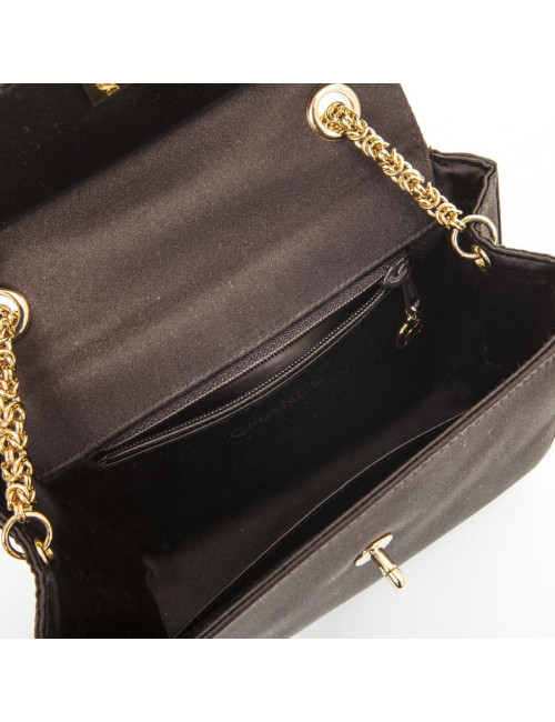 Sac du soir  Chanel en satin de soie marron