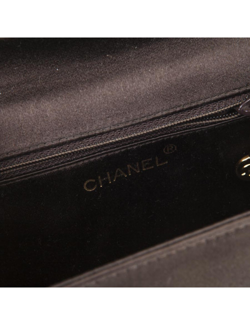 Sac du soir  Chanel en satin de soie marron
