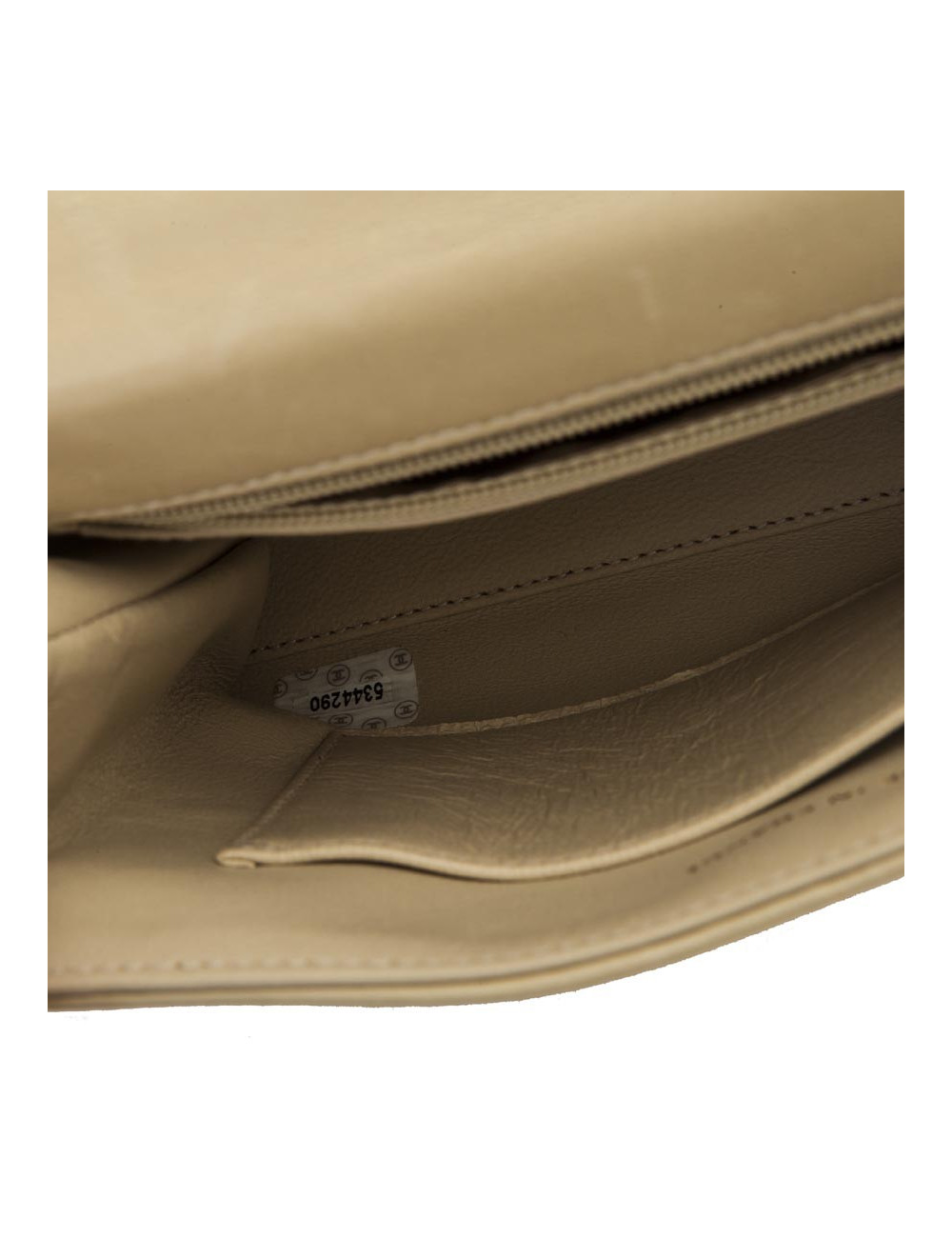 Sac Chanel cuir d'agneau lisse beige