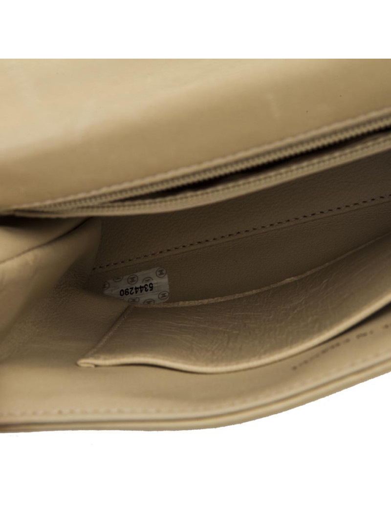 Sac Chanel cuir d'agneau lisse beige