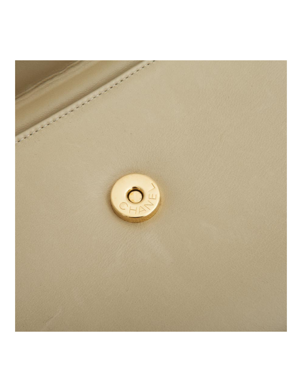 Sac Chanel cuir d'agneau lisse beige