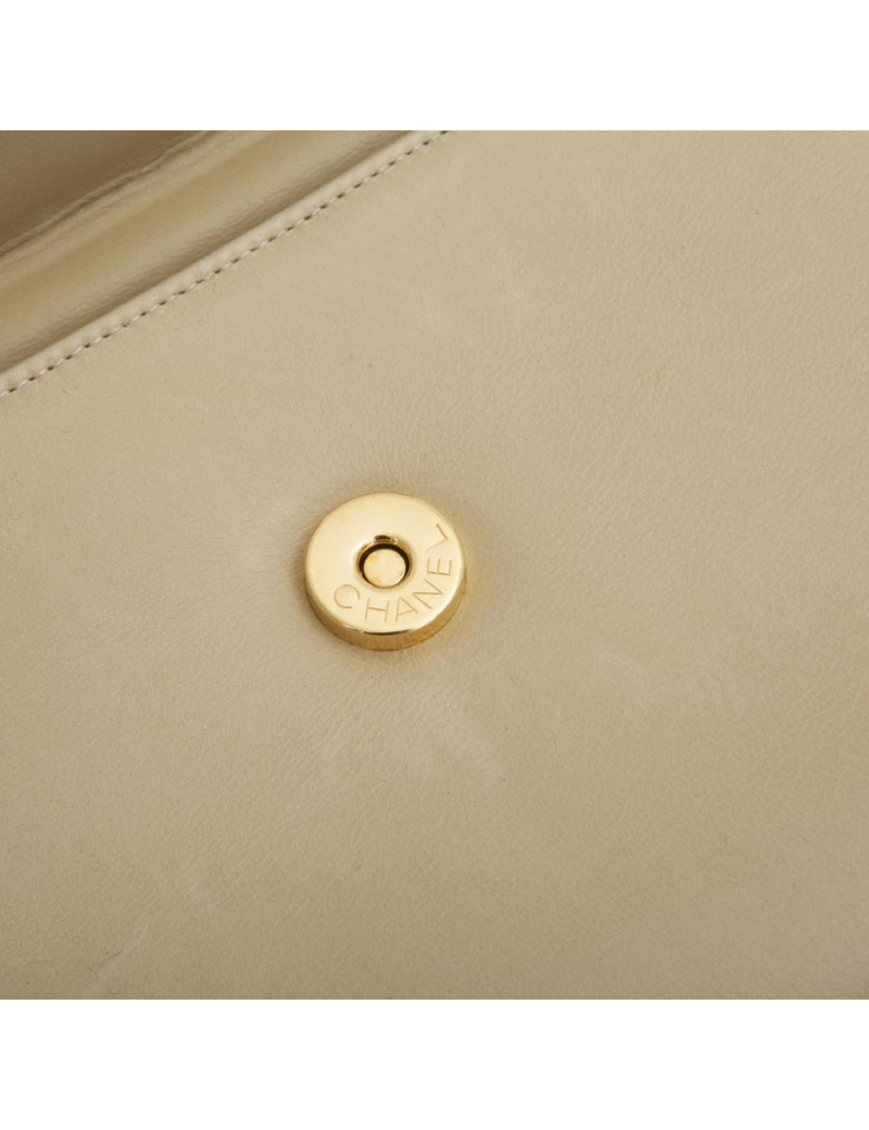 Sac Chanel cuir d'agneau lisse beige
