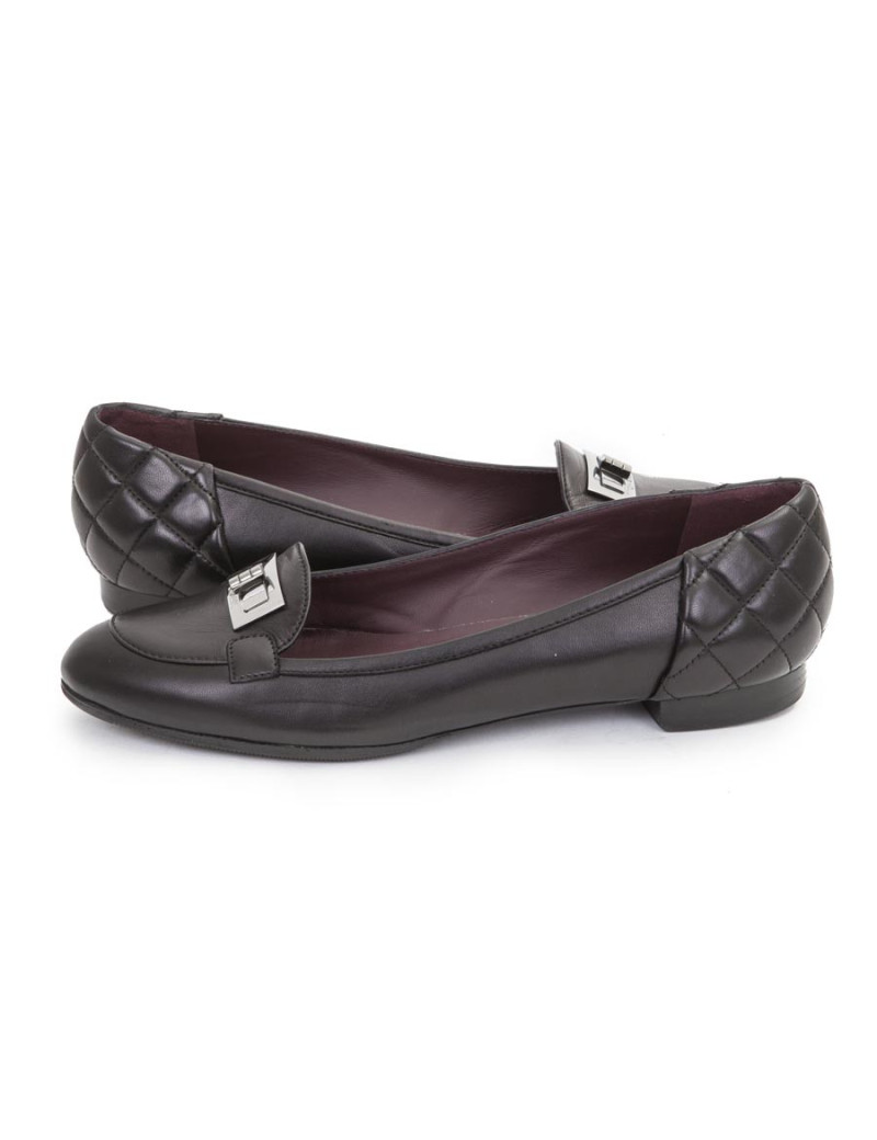 CHANEL T 40 ballerinas in black smooth lamb leather and 2.55 Buclkle clasp