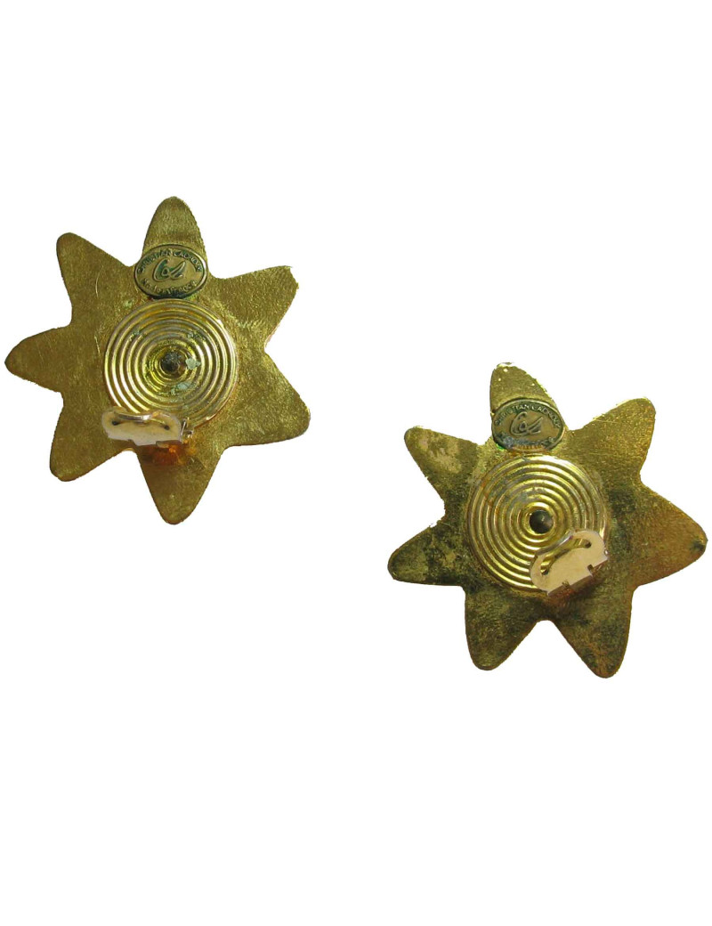 Boucles d'oreille clips CHRISTIAN LACROIX étoile en métal doré Vintage