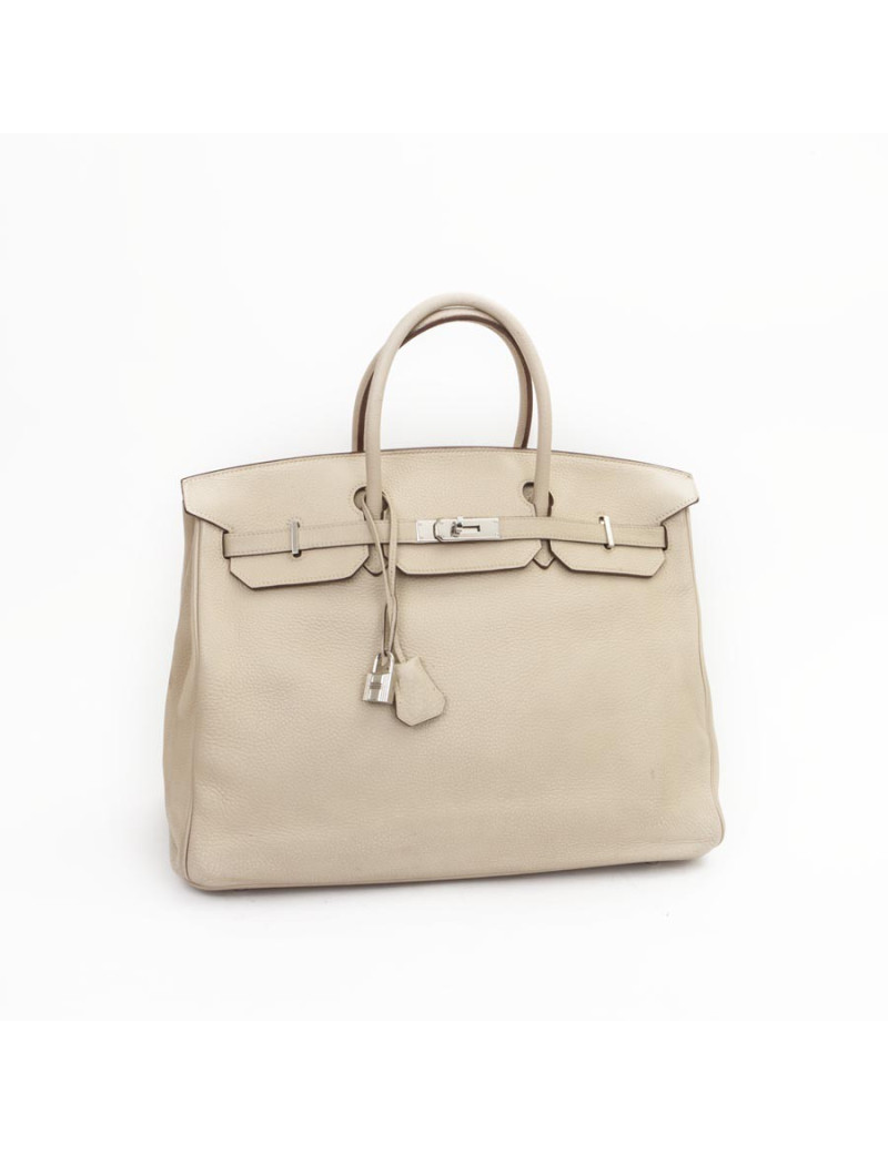 Birkin 40 HERMES cuir taurillon clémence beige