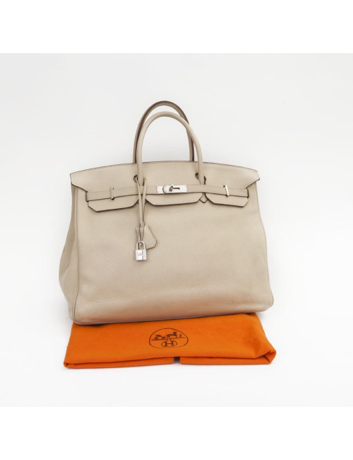 Birkin 40 HERMES cuir taurillon clémence beige
