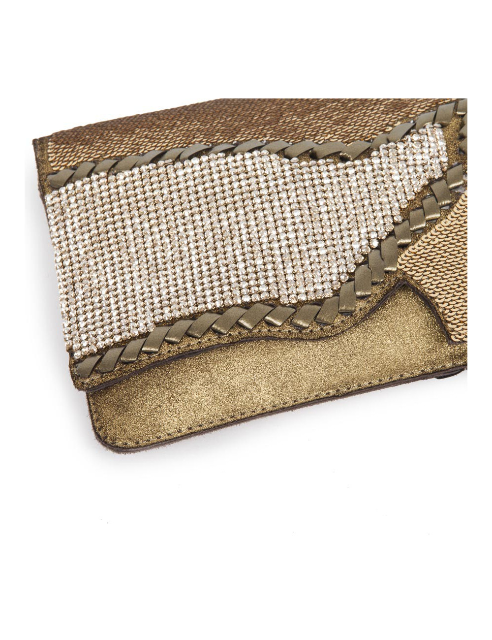 BALMAIN leather and crocodile evening clutch