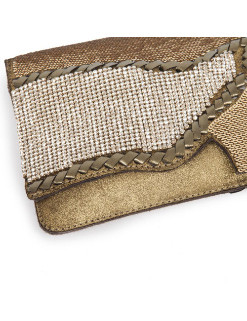 BALMAIN leather and crocodile evening clutch