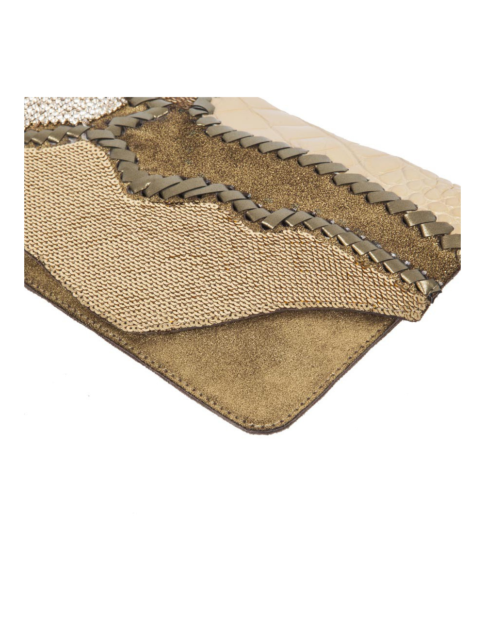 BALMAIN leather and crocodile evening clutch