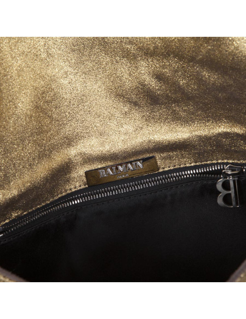 BALMAIN leather and crocodile evening clutch