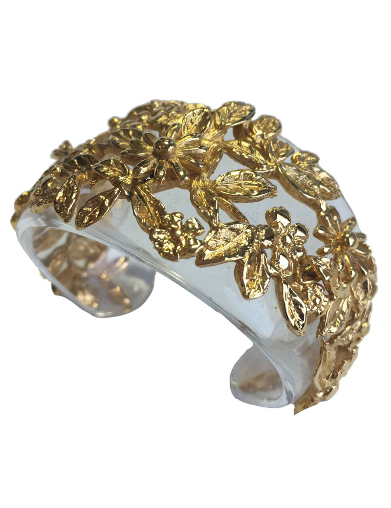 GOOSSENS cuff bracelet in transparent plexiglass and gilt metal