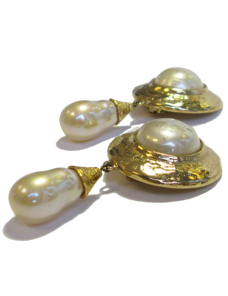 Boucles d'oreille clips YSL SAINT LAURENT vintage