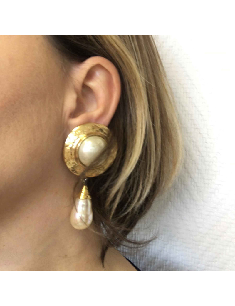 Boucles d'oreille clips YSL SAINT LAURENT vintage