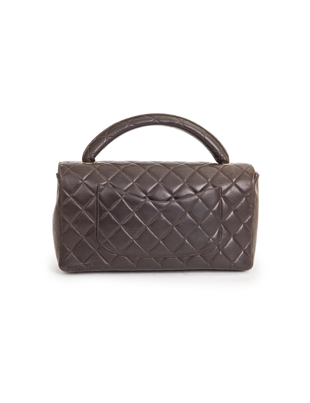Sac cartable CHANEL cuir d'agneau matelassé marron
