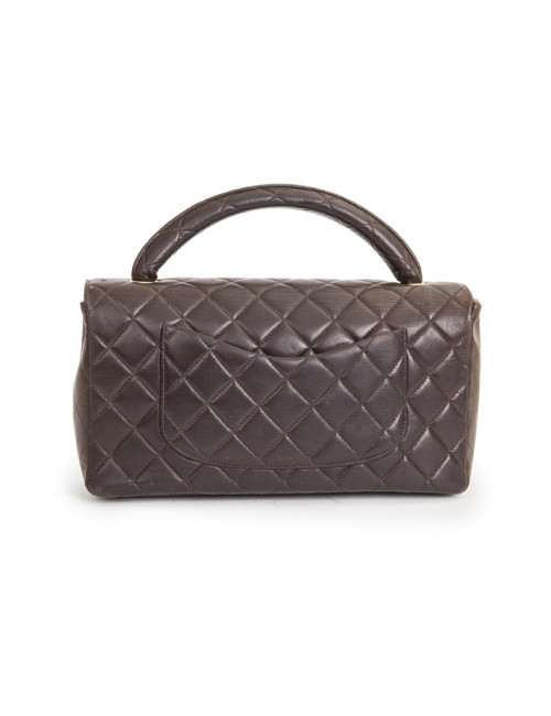 Sac cartable CHANEL cuir d'agneau matelassé marron