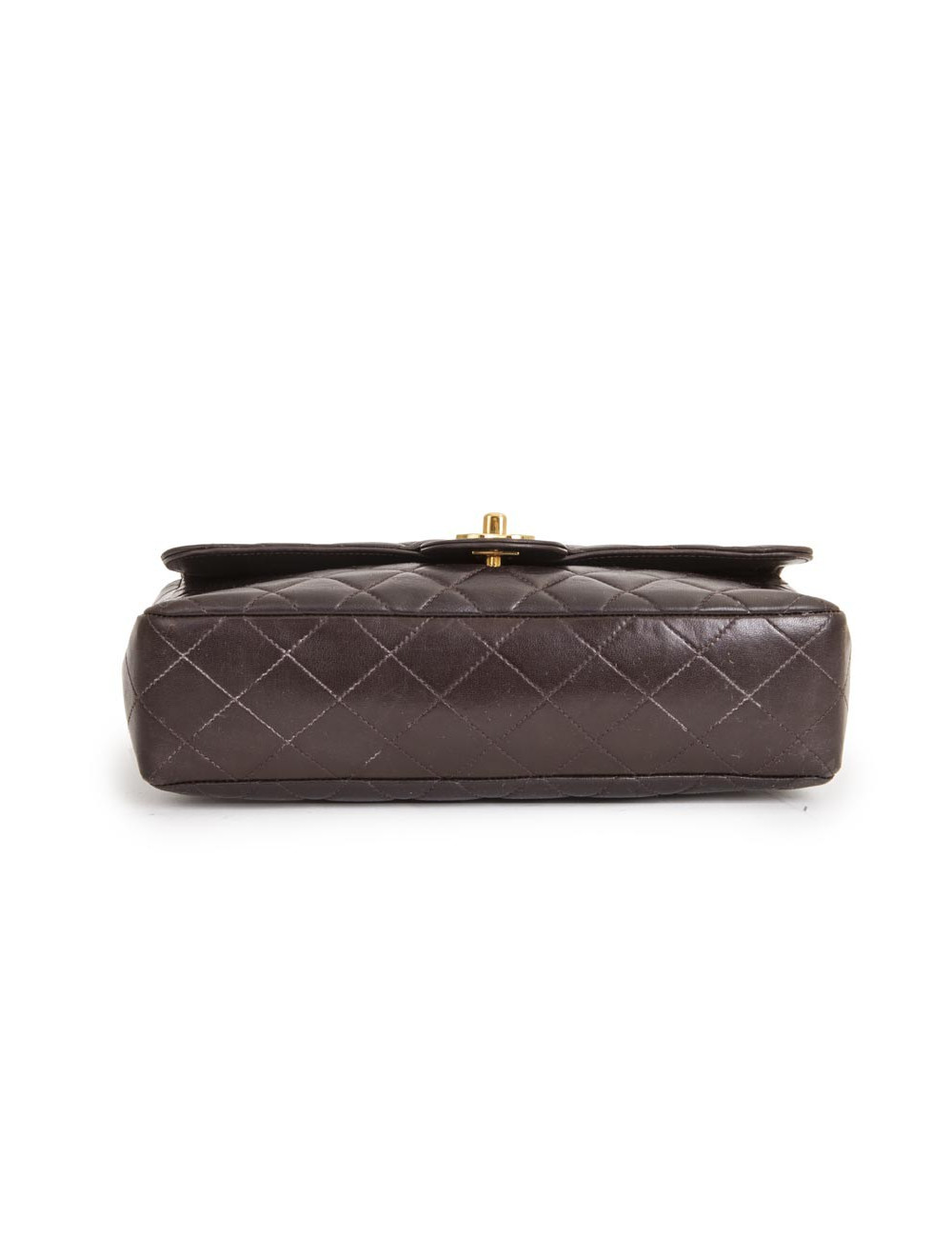 CHANEL school flap bag in brown quilted lambskin leather