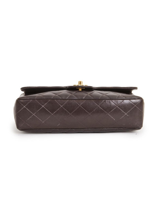 CHANEL school flap bag in brown quilted lambskin leather