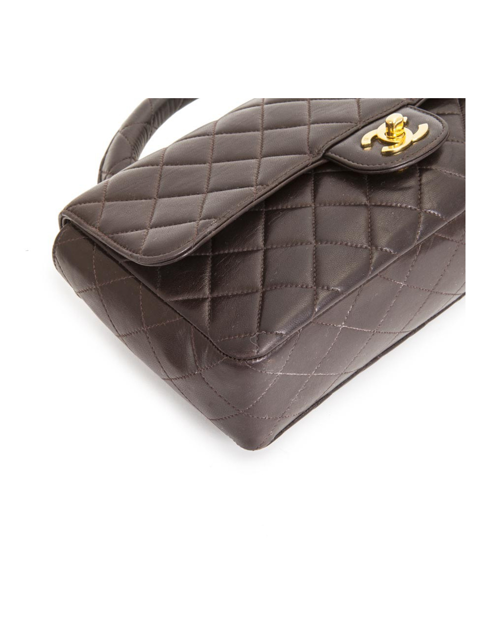 Sac cartable CHANEL cuir d'agneau matelassé marron