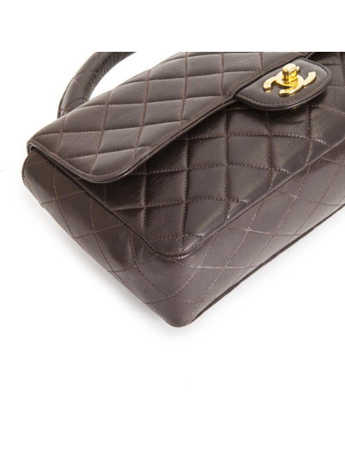Sac cartable CHANEL cuir d'agneau matelassé marron