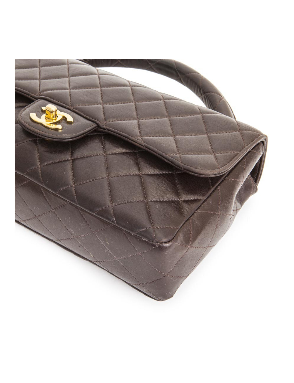 Sac cartable CHANEL cuir d'agneau matelassé marron