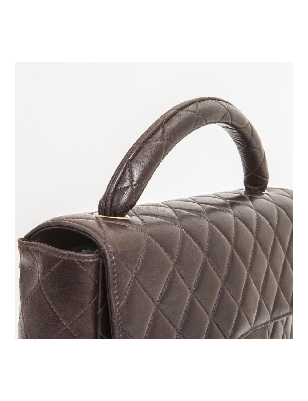 Sac cartable CHANEL cuir d'agneau matelassé marron