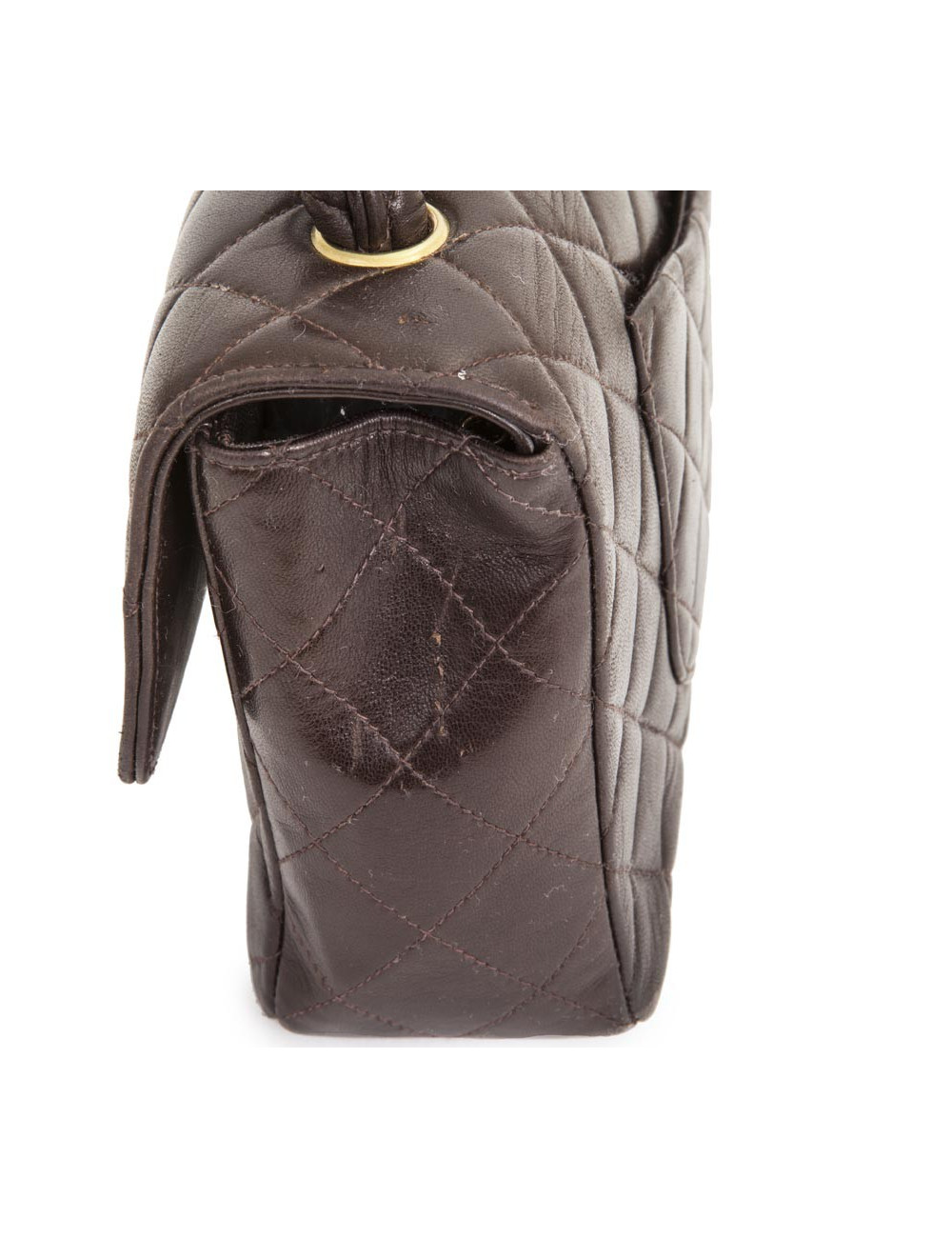 CHANEL school flap bag in brown quilted lambskin leather