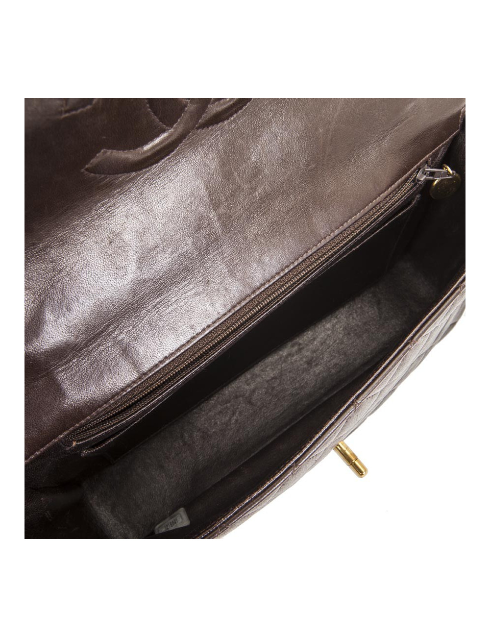 CHANEL school flap bag in brown quilted lambskin leather