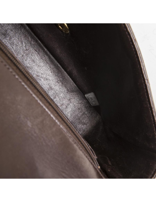 Sac cartable CHANEL cuir d'agneau matelassé marron